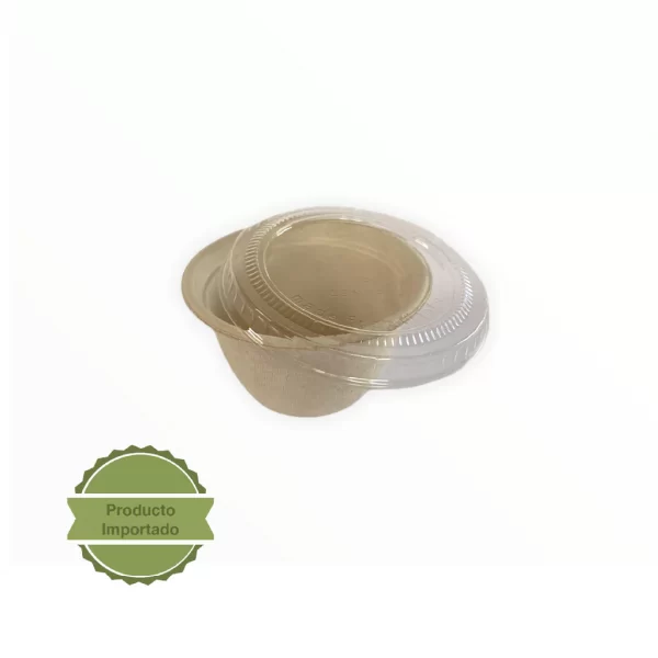Salsero 2 oz con tapa PLA (Ajuste hermético) Bambú/Bagazo de caña