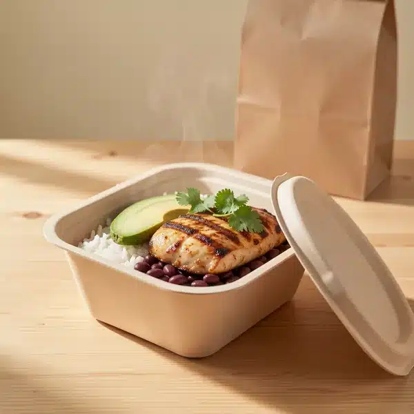 Portacomida biodegradable de bambú con comida caliente para domicilio, resistente al calor y hermético | Colbios
